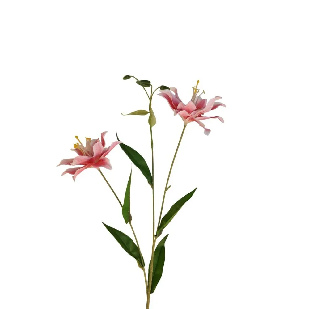 Luxury Artificial Hot Pink Lily Stem 27 Inch | Faux Asiatic Lily with Buds | Sym